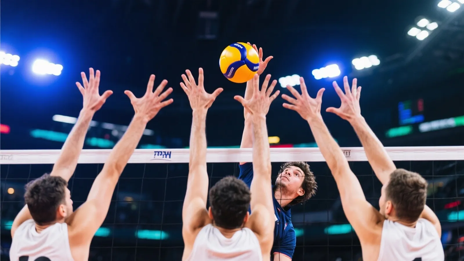 男排世锦赛高点进攻场景